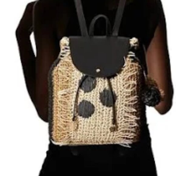 NWOT Tommy Bahama Mama Backpack Stylish Black and Tan Woven Backpack main image 7